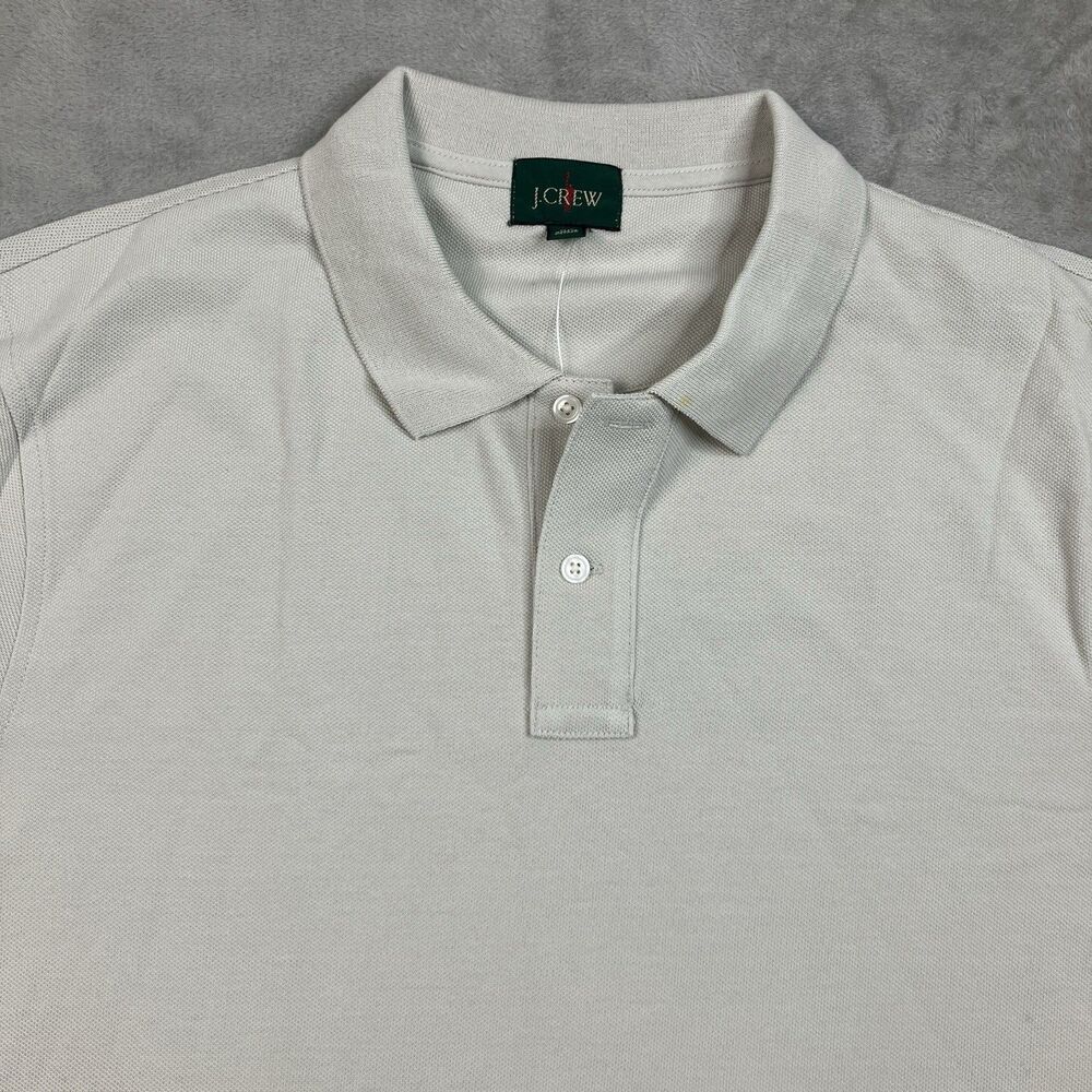 J.Crew Long Sleeve Pique Polo Shirt Mens XL Stone Cotton Classic Preppy Golfwear